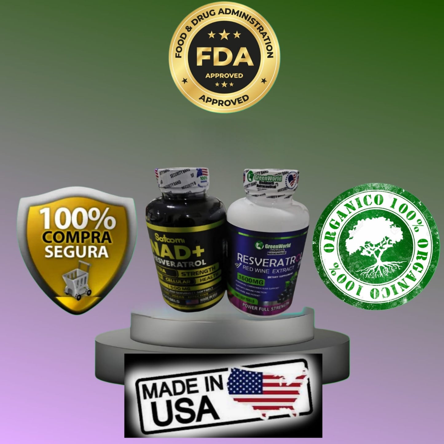 COMBO RESVERATROL PLUS + NAD ( obsequio CITRATO DE MAGNESIO) 100% ORIGINAL IMPORTADO 🇺🇲 😍🍇💟
