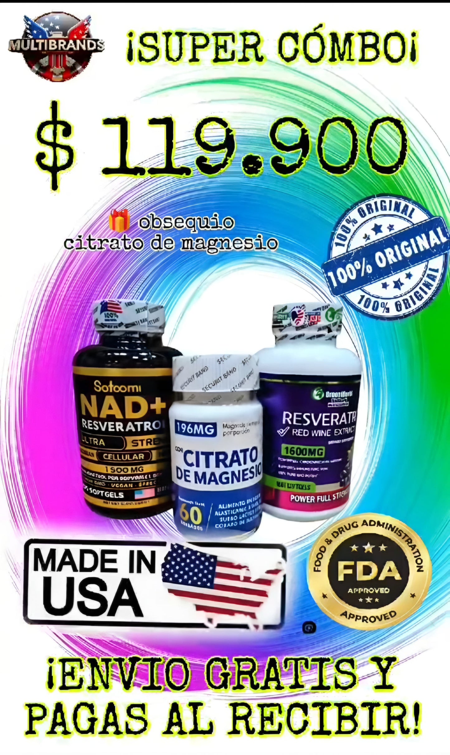 COMBO RESVERATROL PLUS + NAD ( obsequio CITRATO DE MAGNESIO) 100% ORIGINAL IMPORTADO 🇺🇲 😍🍇💟