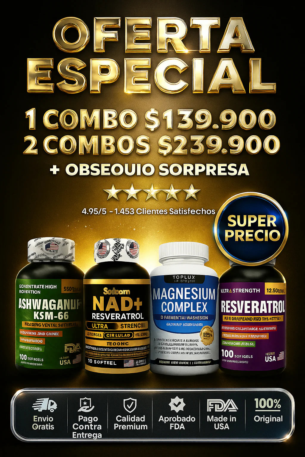 4 PODERES EN 1 🔥NAD+ASHWAHANDHA KSM 66+RESVERATROL+MAGNESIUM COMPLEX 💚  Ciencia + Naturaleza: La Fórmula que tu Cuerpo Estaba Esperando