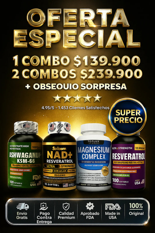 4 PODERES EN 1 🔥NAD+ASHWAHANDHA KSM 66+RESVERATROL+MAGNESIUM COMPLEX 💚  Ciencia + Naturaleza: La Fórmula que tu Cuerpo Estaba Esperando