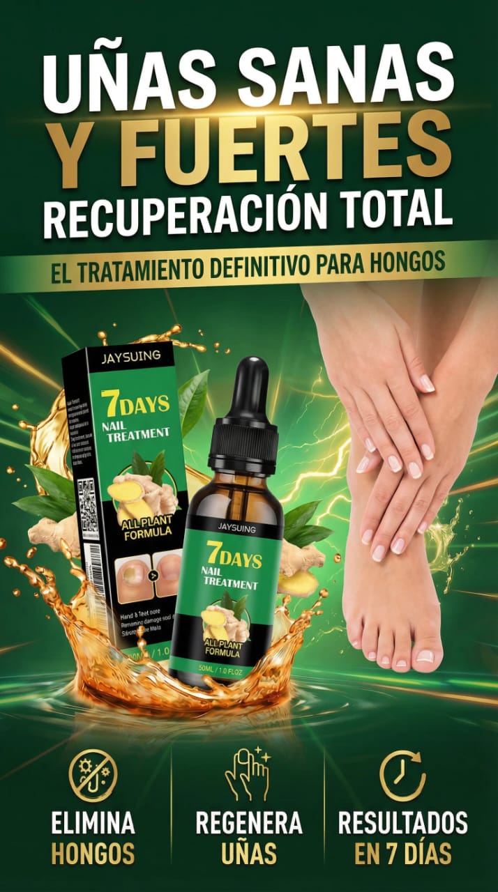 🦶✨ Recupera tus uñas en 7 días y deja de esconder tus pies para siempre.  🌿 Actúa desde la primera aplicación eliminando hongos visibles y ocultos, ayudándote a lograr uñas limpias en solo 7 días y la seguridad de volver a mostrarlas sin vergüenza