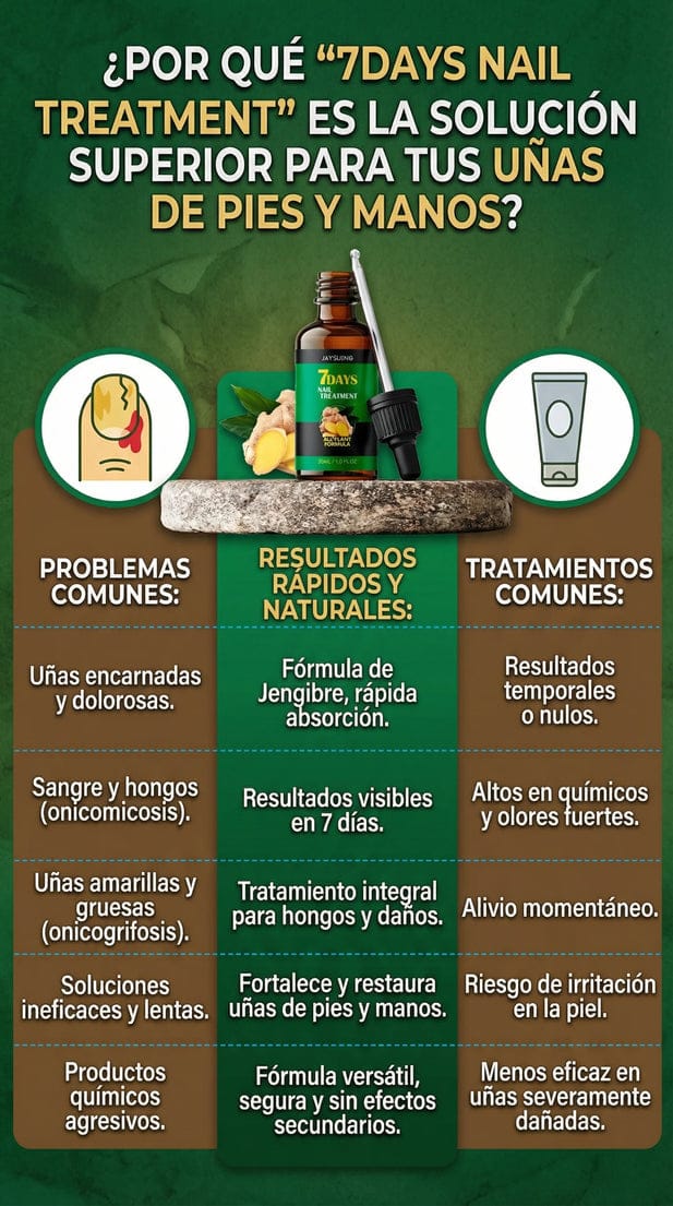 🦶✨ Recupera tus uñas en 7 días y deja de esconder tus pies para siempre.  🌿 Actúa desde la primera aplicación eliminando hongos visibles y ocultos, ayudándote a lograr uñas limpias en solo 7 días y la seguridad de volver a mostrarlas sin vergüenza