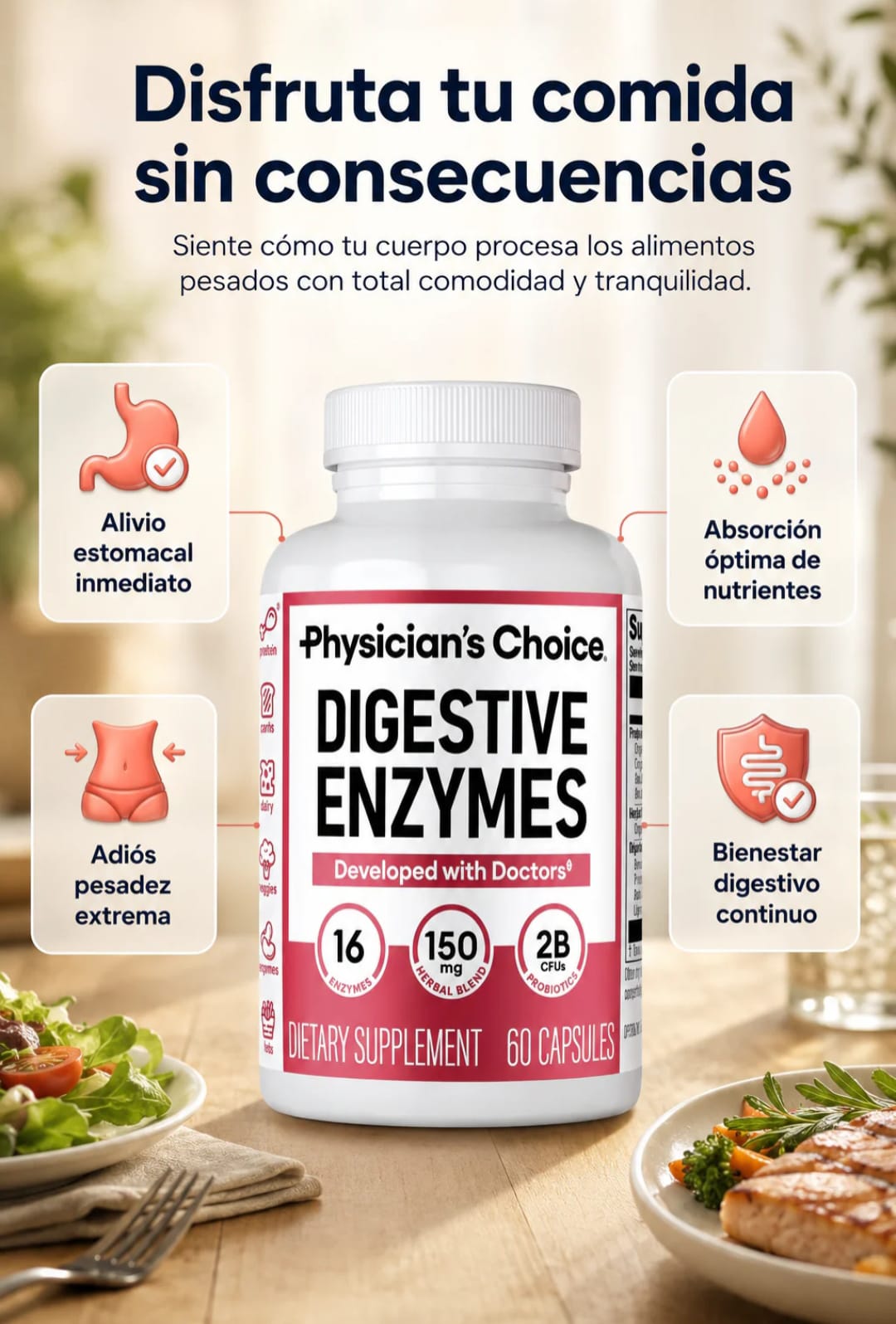 🔥Digestive Enzymes 💚 ¡Despídete de la inflamación y recupera tu figura! ✨  🇺🇸 Made in USA | ✅ 100% Original | 🚚 Envío GRATIS